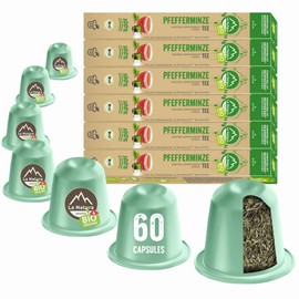 La Natura Lifestyle Organic Peppermint Tea 100% Industrial Compostable² Tea Capsules Environmentally Friendly 60 Tea Capsules for Nespresso®³ Capsule Machines