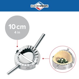 Küchenprofi Ravioli, Pierogi, and Dumpling Maker, 18/8 Stainless Steel Pasta and Pastry Press, Perfect for Molding and Sealing Fresh Stuffed Pasta and Pastry Dough, 4 Inches