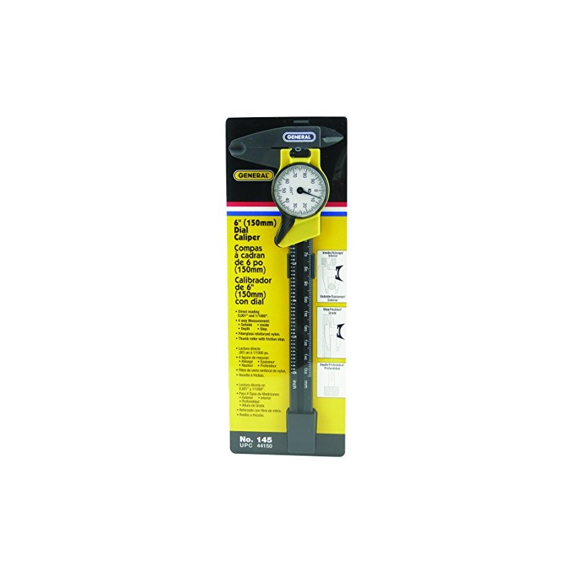 General Tools 145 6-Inch Plastic Dial Caliper, Thousandths Reading