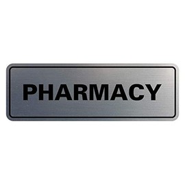 Signs ByLITA - Señal de farmacia estándar, Letreros, Brushed Silver, Large (3'' x 9'')