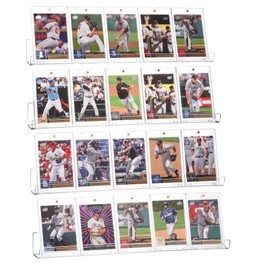 CELSOL 4 Pack 15" Wall-Mounted Card Display Shelf, Clear Acrylic Stand for Trading, Graded, Greeting, Baseball, Sports Cards & Stickers, Space-Saving, Easy Assembly, Fits PSA, SGC, BGS