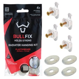 Bullfix Radiator Fixing Kit - Heavy Duty Plasterboard Fixings for Radiators - 4 Bullfix Universal Fixings with Collars, 4 Washers and 4 5mm x 20 mm Screws, Vertical/Horizontal Radiator Mounting Kit