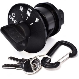 HD Switch Starter Igniton Switch fits EZGO 605637 609682 611283 with Umbrella Key, 2008-Up 48v Electric RXV Golf Carts, 4 Position, 4 Terminal - Upgraded Umbrella Key Plus 2 Spare Keys & Carabiner