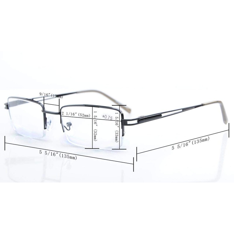 5-Pack Eyekepper Rectangle Metal Half-Rim Spring Hinges Reading Glasses Include