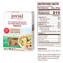 Jovial Foods, Organic Brown Rice (Farfalle Pasta,12 Oz) Pack of 3