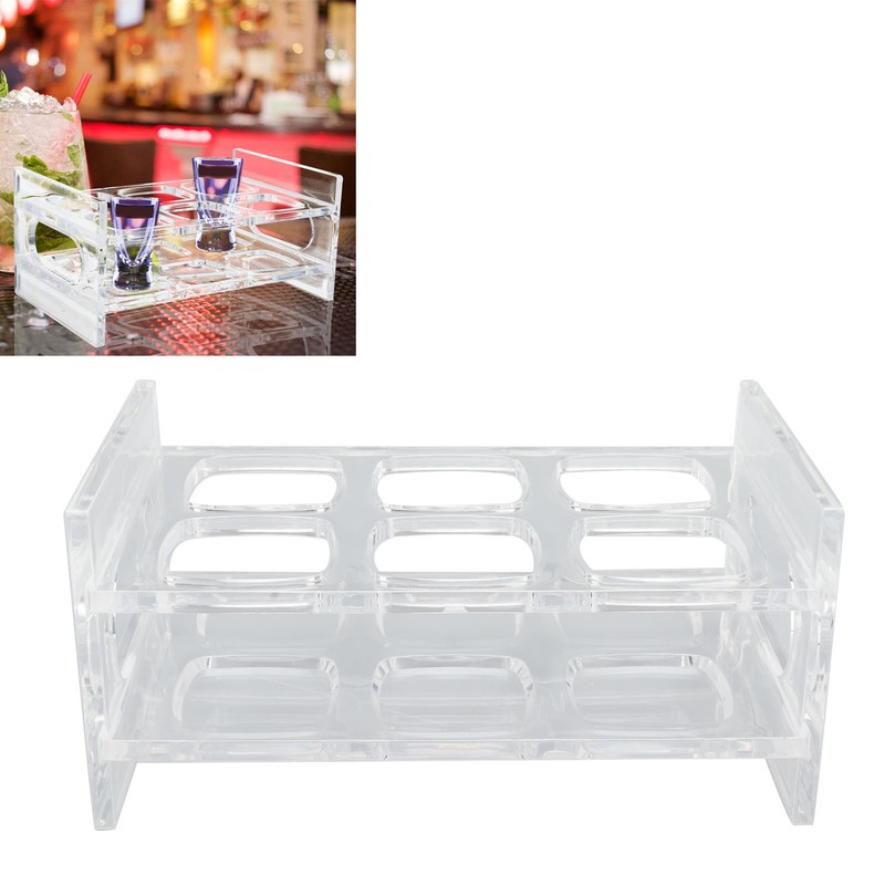 Acrylic Shot Glass Holder Carrying 6 Square Transparent Liquor Cup