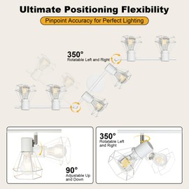 HiBay 6-Light Track Lighting, Directional Ceiling Track Light Fixture, White Farmhouse Spotlight Indoor for Kitchen, Bedroom, Living Room, E26 Base (Bulbs Not Included)