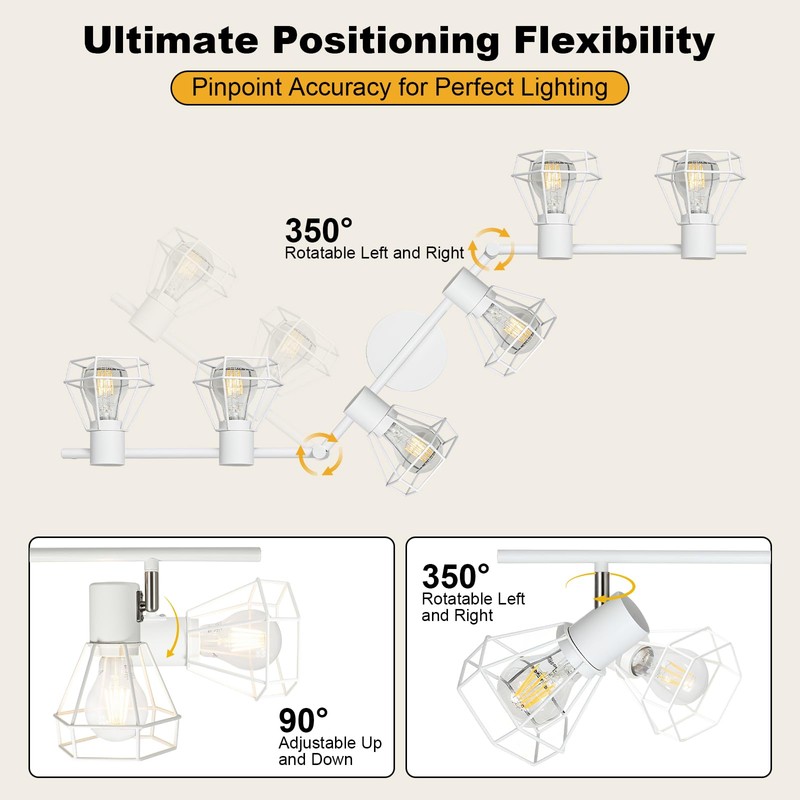 HiBay 6-Light Track Lighting, Directional Ceiling Track Light Fixture, White