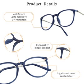 LifeArt Blue Light Blocking Glasses, Anti Eyestrain, Computer Reading Glasses, Gaming Glasses, TV Glasses for Women Men, Anti Glare (Blue, 2.00 Magnification)