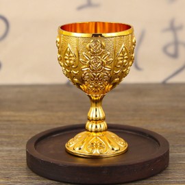 2Pcs Golden Goblet, Chalice Goblet Cups.Unbreakable Goblets European High Grade Golden Goblet for Traveling Decoration Home Collection