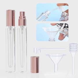 seafulee 5PCS Cologne Perfume Atomizer Empty,10ML Mini Perfume Bottles Refillable With Dispenser Tools, Pocket Perfume Spray Bottle Atomizer for Travel and Sample Container (Transparent+pink cap)