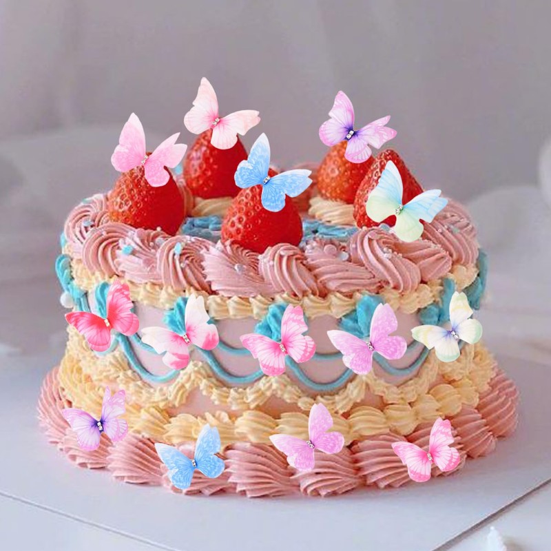 100 Pieces Double Layer Three-Dimensional Butterflies Butterfly Decoration Butterflies for