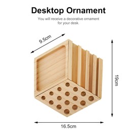 Riceel Wooden Desk Organiser, 16 Compartments, Pen Holder, 3-in-1 Office Organiser, Diamond Shaped Table Decoration for Pens, Cosmetics, Sticky Notes