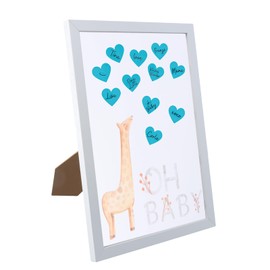 Aomhrek Birth Message Board Newborn Commemorative Book Baby Party Message Board White Photo Frame Stickers (Blue)