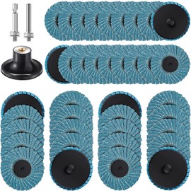Chengu 48 Piece 2 Inch Die Grinder Flap Disc with Disc Pad Holder Flap Discs Surface Conditioning for Angle Grinder Sanding, Stock and Rust Removal, Finishing, Grinding, Deburring(60 Grit Style)