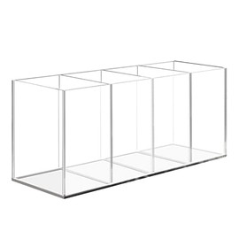 Dokeno Acrylic Pen Holder, Transparent Pen Cup, Desk Organiser, Makeup Organisers, Large Acrylic Pen Holder with 4 Compartments, Table Organiser for Office, School, Household Supplies