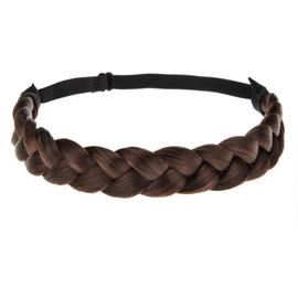 Winopey 3 Strands Synthetic Hair braided Headband Classic Chunky Plaited Elastic Stretch Hairpiece braid headband - Lady makeup headwear (Color 15A16B)