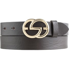 BELTINGER EMIL Women's Belt Made of Full Cowhide Leather, 3 cm, Slim Leather Belt for Women, 30 mm, Shiny Gold, Brown, Gold