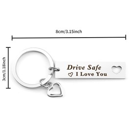 Yeeaulpa Drive Safe Keychain Valentines Christmas Birthday Gift for Him Boyfriend Husband Men Drive Safe Keyring White Elephant Gifts Stocking Fillers