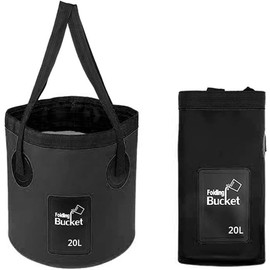 SVUPUE Collapsible Bucket, Folding Water Bucket, Multifunction Folding Bucket for Travel, Hiking, Fishing, 20L, Black