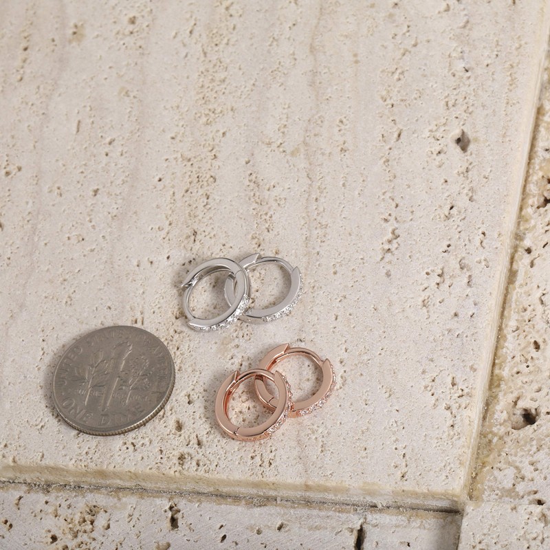 S.Leaf Tiny 14K Gold Hoop Earrings for Women Sterling Silver