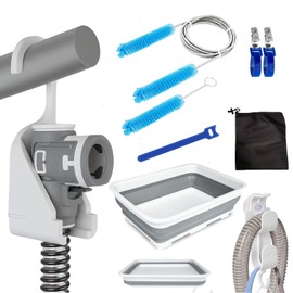 9 Pack CPAP Tube Cleaning Kit, Collapsible Wash Basin,CPAP Hose Hanger,CPAP Hose Holder for Bed,CPAP Tube Clips,Tube & Mask Cleaning Brush Fits for Standard 15-22mm Diameter Tubing with Storage Bag