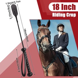 2 PCS Riding Crop for Horse, 18 Inch Horse Whip with 20 Inch PU Leather Premium Riding Crop for Equestrian Sports, Black, Red