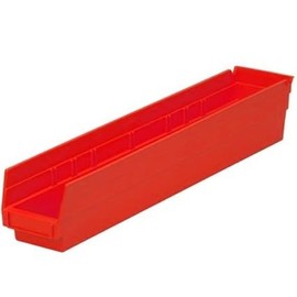 Shelving Inc. 11-5/8"d x 2-3/4"w x 4"h Nesting Shelf Bins, Red, 24 Count