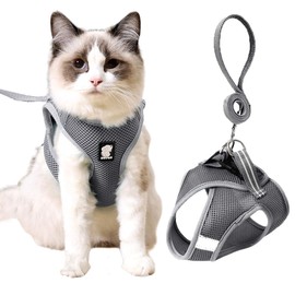 Cat Harness and Leash for Walking Escape Proof Ultra Light Adjustable Kitten Harness with Reflective Strap Soft Mesh Cat Vest Breathable Harness Set for Puppies Rabbits,Cats and Small Pets - Lnichot
