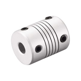 sourcing map 2 Pieces 8 mm to 8 mm Aluminium Alloy Rod Flexible Coupling Motor Plug Connection L25 x D19 Silver
