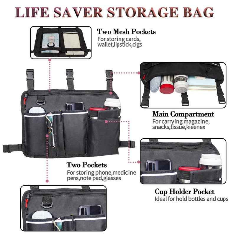 TONINT Large Walker Bag with Water Cup Holder,Walker Basket,Walker Accessories,Walker