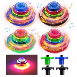 CJBIN Light Up Spinning Toy, 4 Pcs Light Up Spinning Tops, Gyroscope Toy, Flashing Light Toys with Seven Coloured Lights and Music, Spinning Toys for Kids Toddlers Autism Toys Gift, Random Color