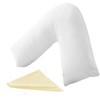 Orthopedic V-Shaped Pillow with Pillowcase Extra Filled Hollow Fiber Extra