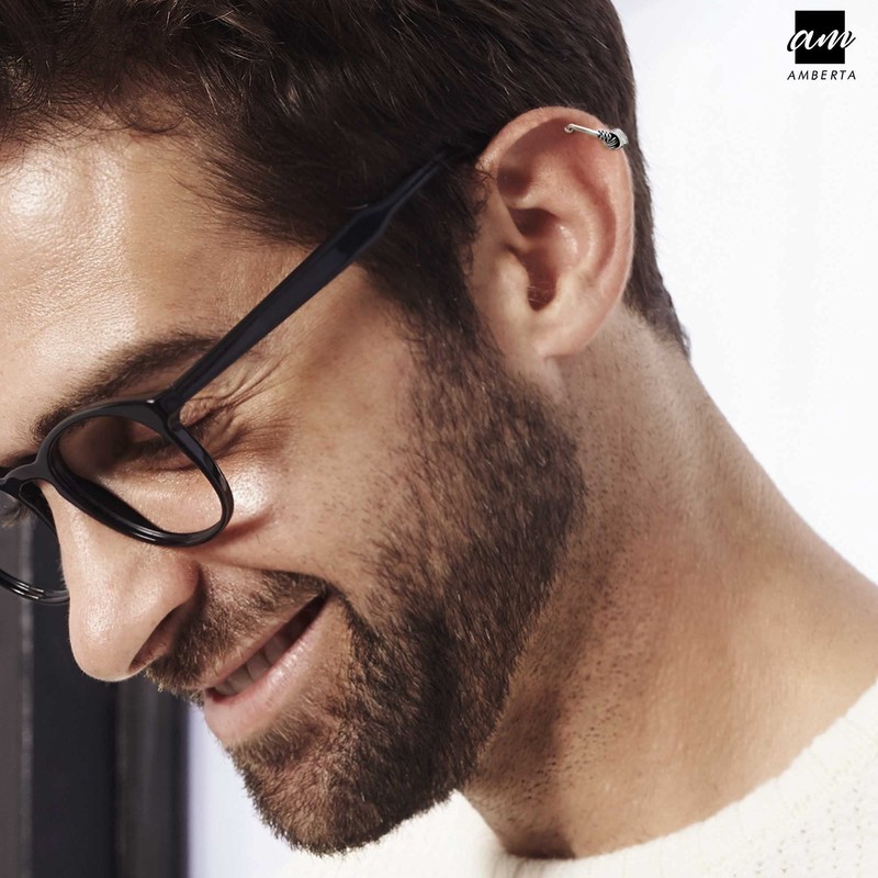 Amberta Unisex 925 Sterling Silver Bali Cuff Earring: Knot Pattern