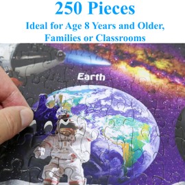 Think2Master Solar System & Space Exploration 250 Pieces Jigsaw Puzzle Fun Educational Toy for Kids 6-8 8-10 10-12, School & Families. Great Gift for Boys & Girls Ages 8+ for Learning. 14.2” X 19.3”
