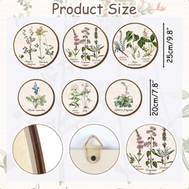 Boho Plant Wall Art Minimalist Green Botanical Round Hanging Sign