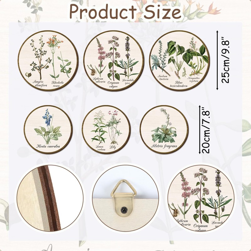 Boho Plant Wall Art Minimalist Green Botanical Round Hanging Sign