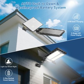 USA Warehouse Solar Street Light High Lumen Efficiency 3 Year Warranty Smart Sensor Lighting for Industrial and Public AreasEmitting Color: White, Lamp Power(W): LA068, Battery Capacity: 20000mAH