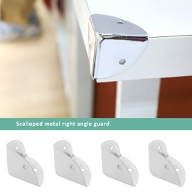 YINETTECH 8PCS 39mm Corner Angle Brace Protectors Scalloped Metal Right Angle Corner Guards for Wooden Box Desk Chest Case Flightcase Silver