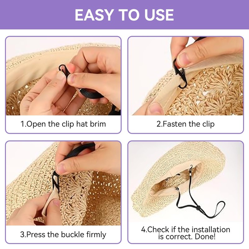 2Pcs Windproof Rope for Hat, Flexible Adjustable Hat Strap Removable