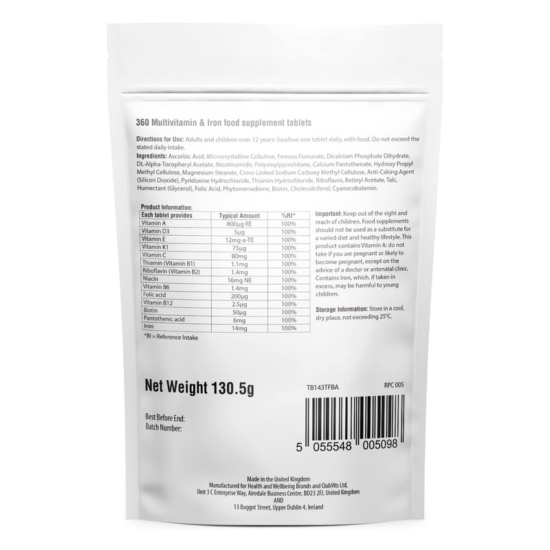 Multivitamin & Iron 360 Tablets | One A Day Formulation