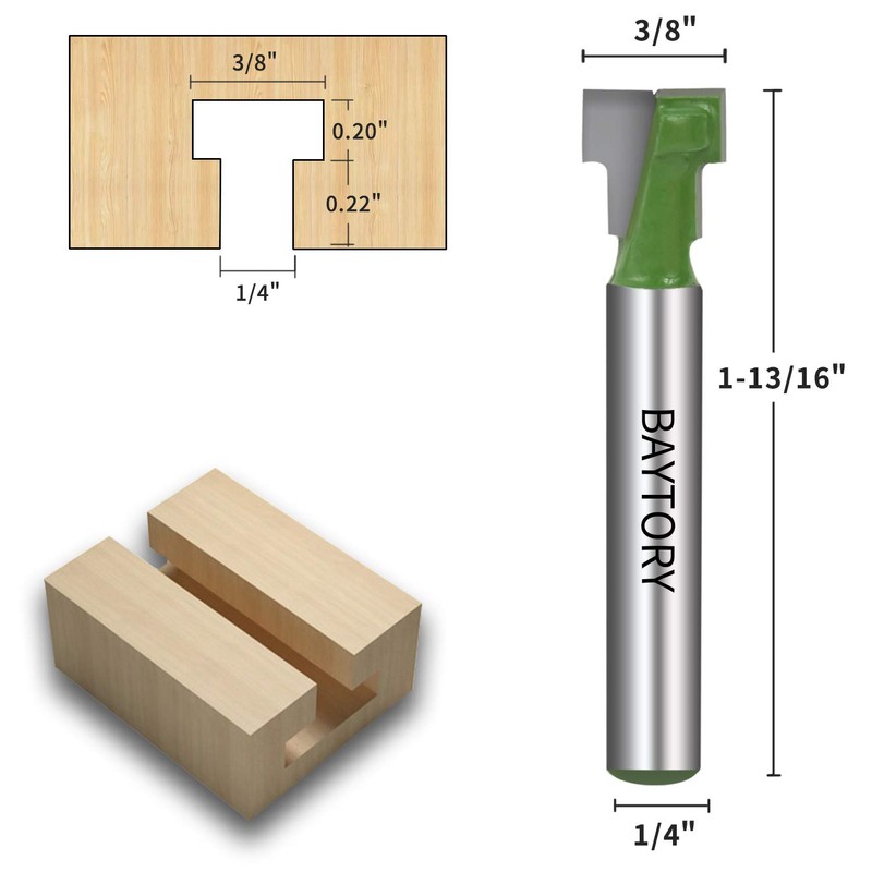 BAYTORY 3Pcs Keyhole Router Bits Set, 1/4" Shank Router Keyhole