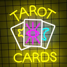 Tarot Cards Neon Sign Psychic Neon Sign for Wall Decor Tarot Cards Led Sign Tarot Neon Signs Psychic Reader Shop Sign Dimmable Neon Light Up Signs for Psychic Tarot Room Wall Decor Gifts