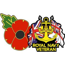 Royal Navy Veteran Poppy Car Sticker with White Ensign and Union Jack - in Support of The Veterans Lifeline Charity (Small)