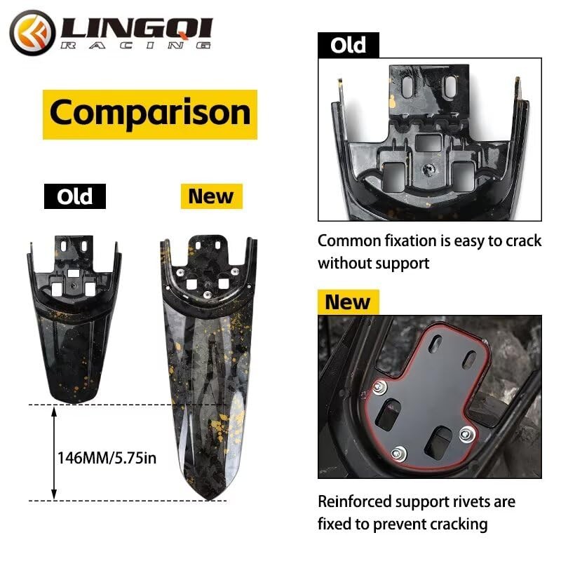 Carbon Fiber Water Transfer Longer Rear Fender Fit to Sur-Ron