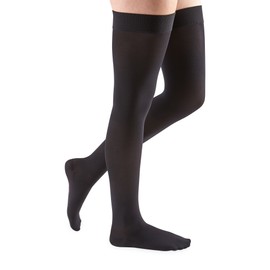 mediven Comfort for Women, 15-20 mmHg – Thigh High Compression Stockings with Silicone Top Band, Closed Toe Leg Circulation, Semi-Transparent Leg Support Compression Hosiery, VII, Ebony