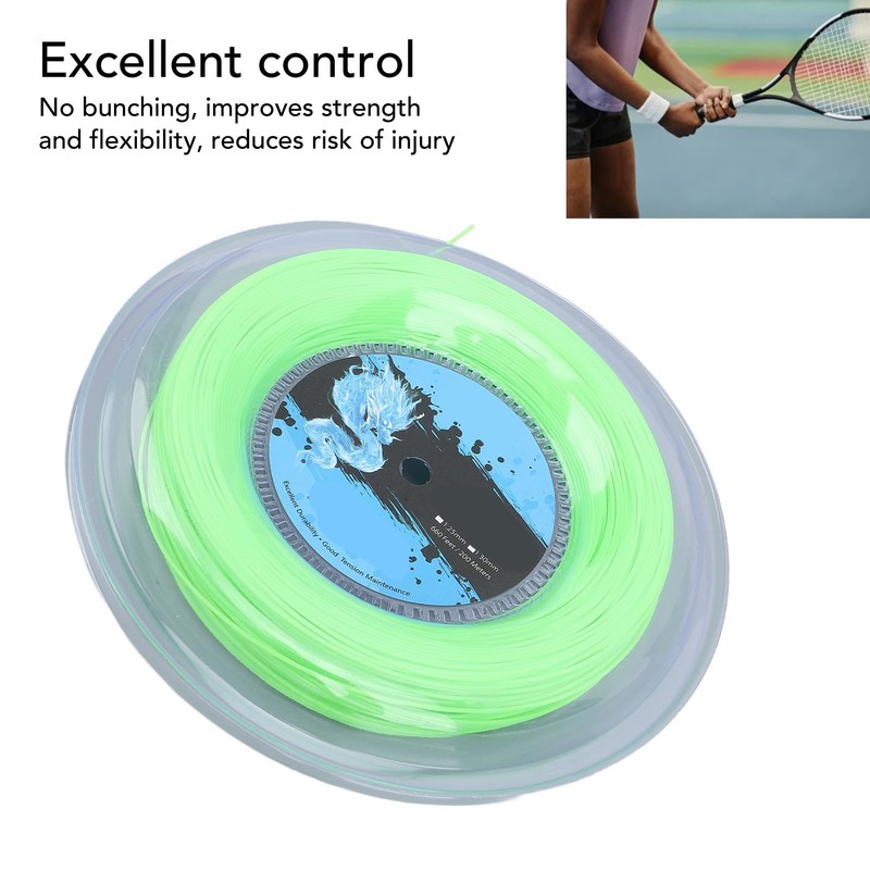 Polyester Tennis String, 200m Fluorescent Green Reel, Softness & Power,