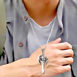 Fashion Jewelry CELTIC AXE NORDIC NORSE VIKING CROSS WARRIOR Pendant On 20" 925 Silver Chain Men