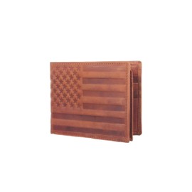 unique craftworks American Flag Wallet for Men Brown Genuine Leather, Multiple Card Slots, ID Slot, RFID Protection, Slim and Stylish