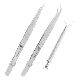 jojofuny Stainless Steel Jewelry Tweezers Set Non-Slip Heavy Duty Fine Forceps Kit Grabbing Tweezer Tool